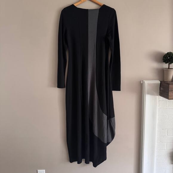 ALEMBIKA Long Sleeve Relaxed Dress Black and Gray Size 6 Medium - Picture 2 of 5